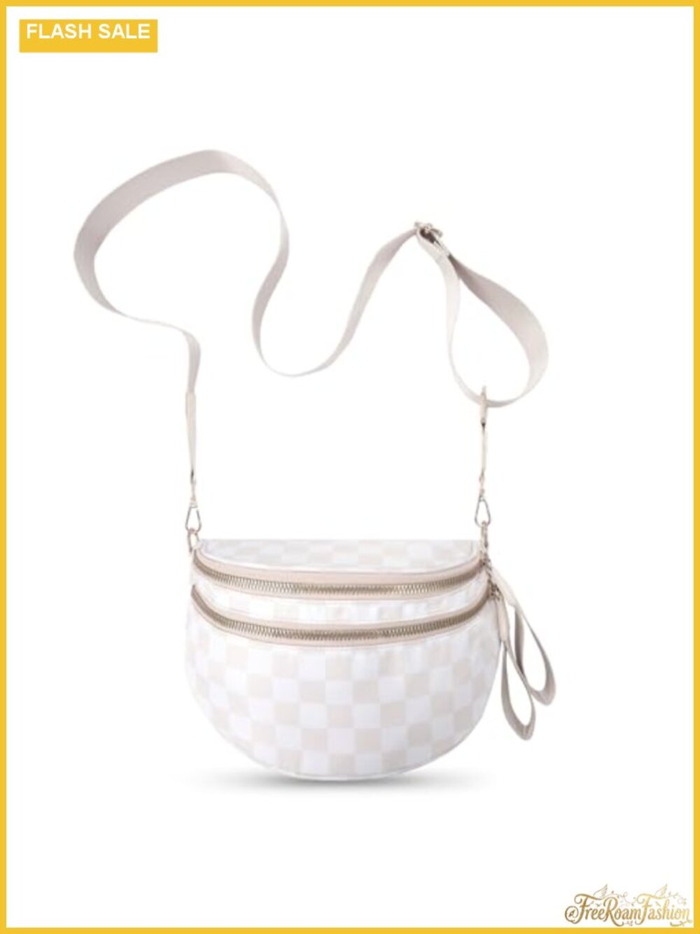 Checkered Crossbody Bag Large Nylon Fanny Pack Belt Bag Adjustable Strap